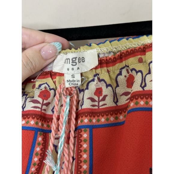 NWT Umgee Womens Red Floral Off The Shoulder Dress Scarf Print Size Small - Picture 4 of 9